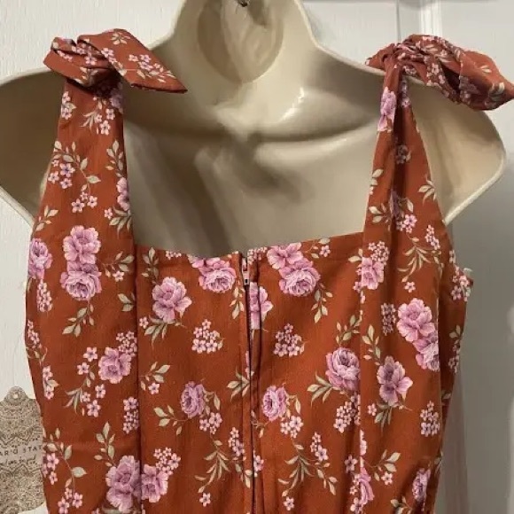 Altered State Rust Pink Floral Tie Should Sundress - Picture 5 of 7